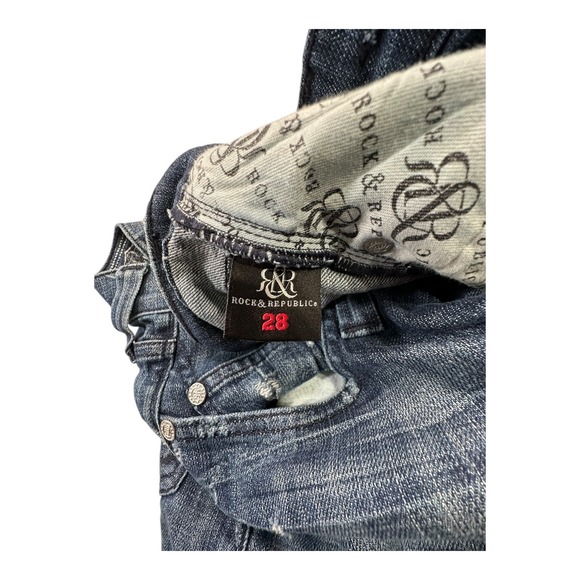 Rock Republic Women's Blue Wash Bootcut Jeans Size 28 Button Embellished Pockets - Picture 6 of 12